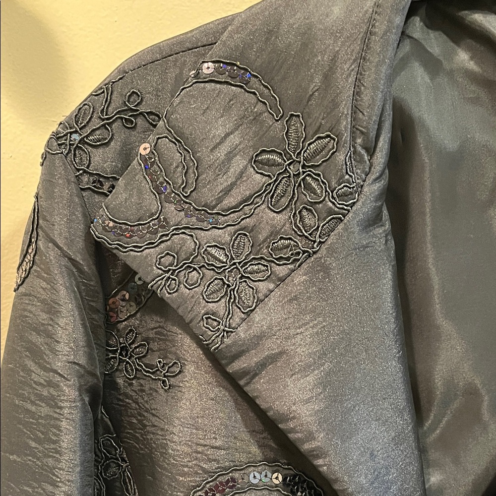 Chico's Charcoal Embroidered Jacket - Picture 2 of 7